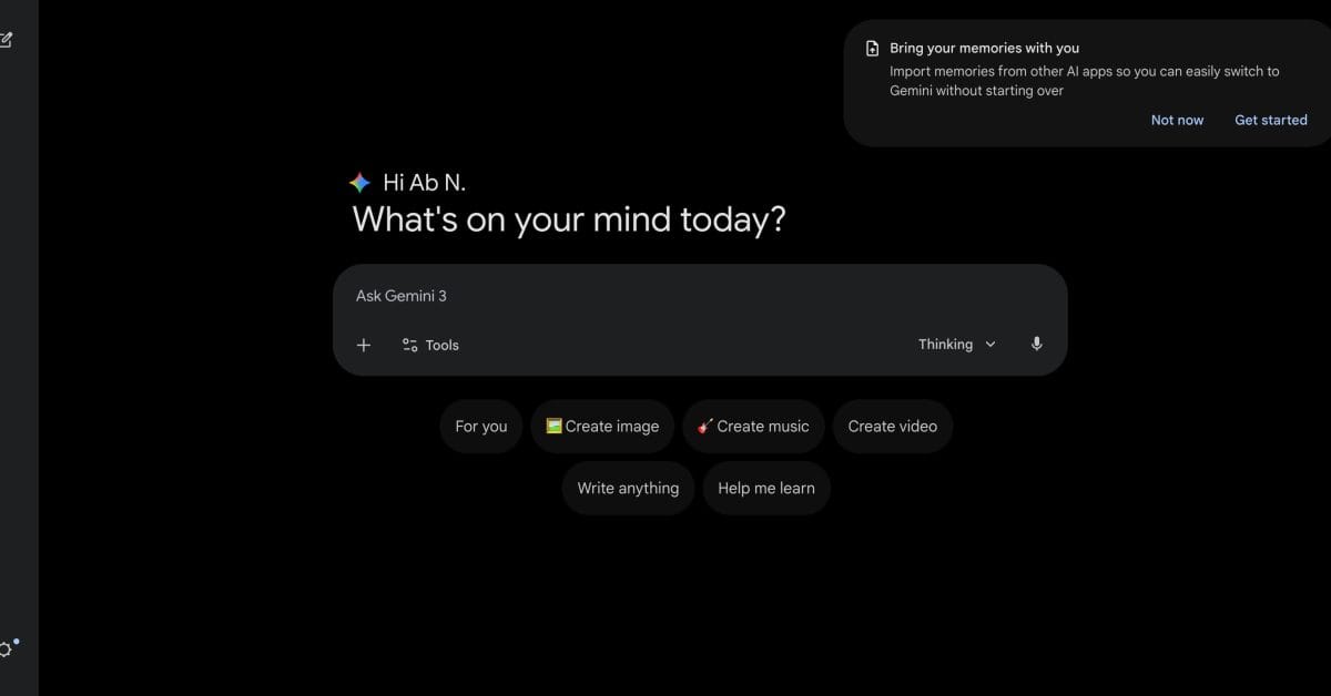Gemini Can Now Import Your Chat History and Memory From ChatGPT and Claude