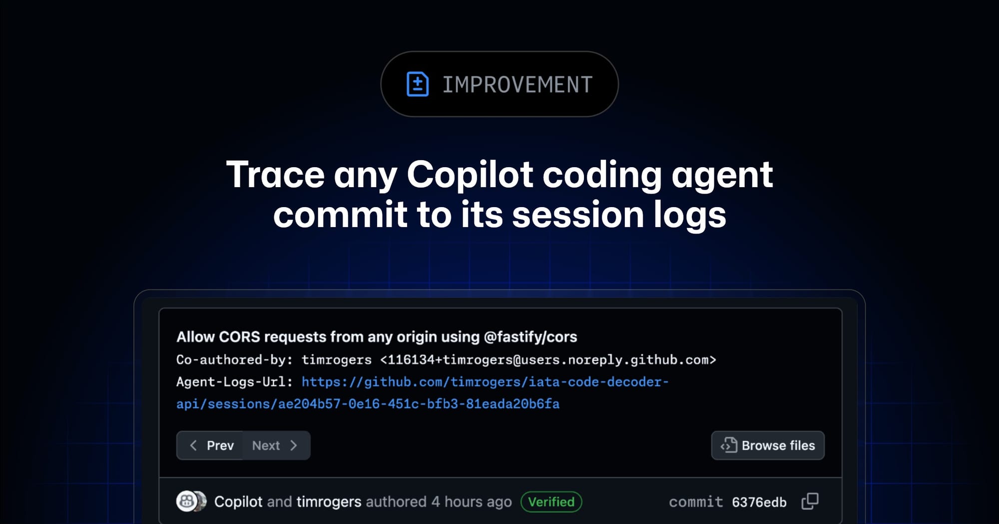 GitHub Copilot Coding Agent Commits Now Link Back to Full Session Logs